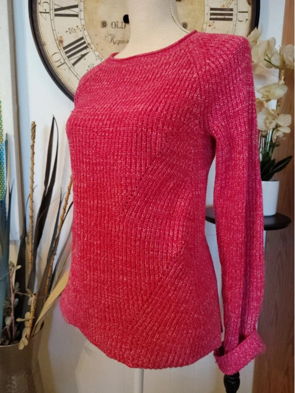 Style & Co. Dark Pink Cozy Knit Sweater Long Sleeve Size S